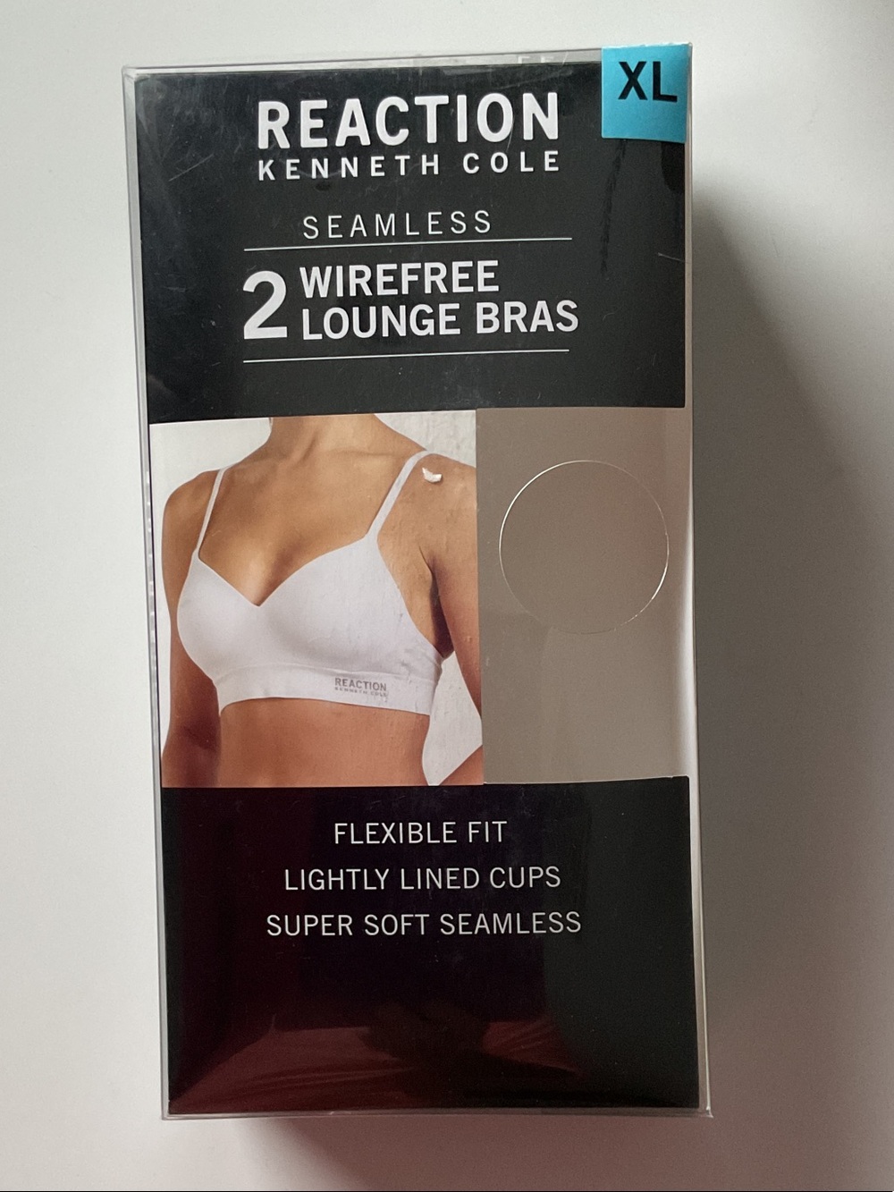 Reaction Kenneth Cole White & Black Seamless Wirefree Lounge Bra - 2 Pack (XL)